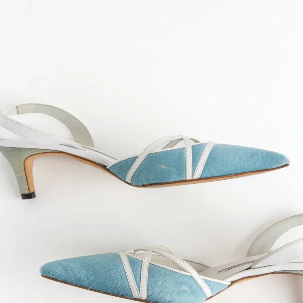 RARE vintage Manolo Blahnik blue pony hair heels in very good condition - Picture 5 of 8